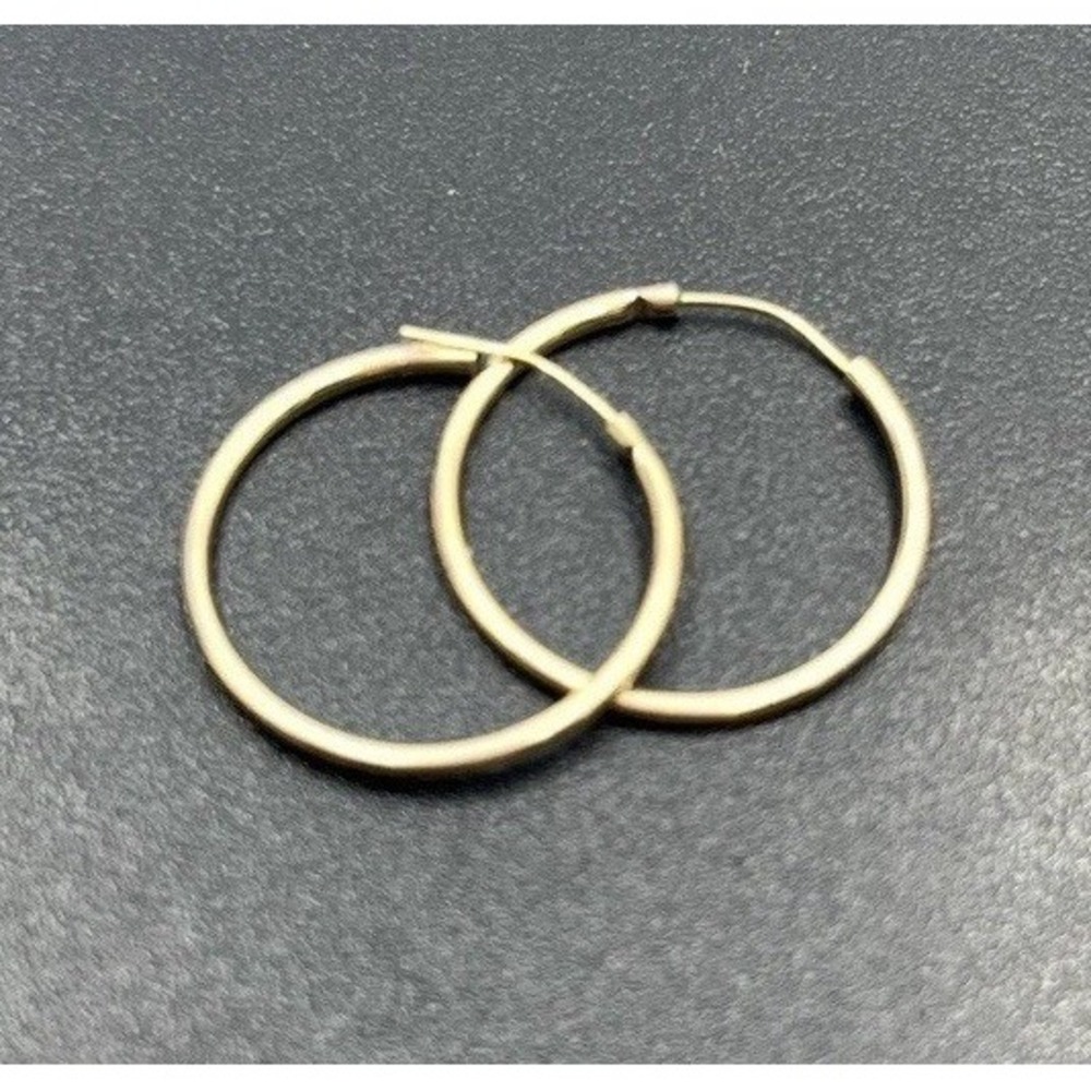 10k Yellow Gold Gold Thin Continuous Hoop Earrings Women's .70 grams 20mm X 1mm